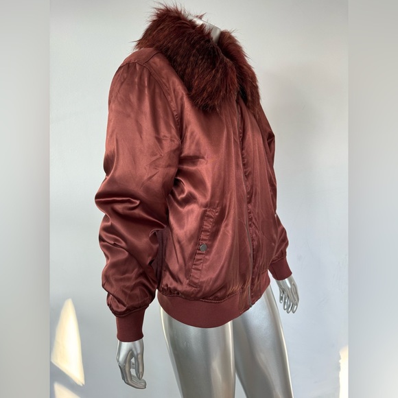 Bomber jacket Red Satin Fur collared M Calvin Klein Jeans - Picture 11 of 12